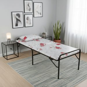 Ho-Max Smart Foldable Metal Bed | Single Size | Single Layer | 3ft X 6ft |White Premium Soft Mattress.